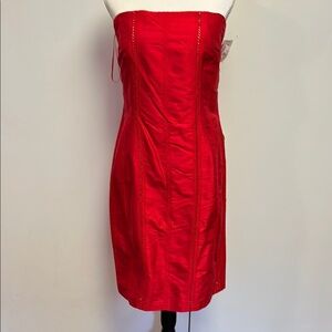 Kay Unger Elegant Red Strapless 100% Silk Dress